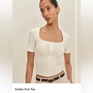 Reformation Kaiden Knit Top Ivory - Size S